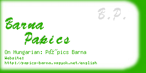 barna papics business card